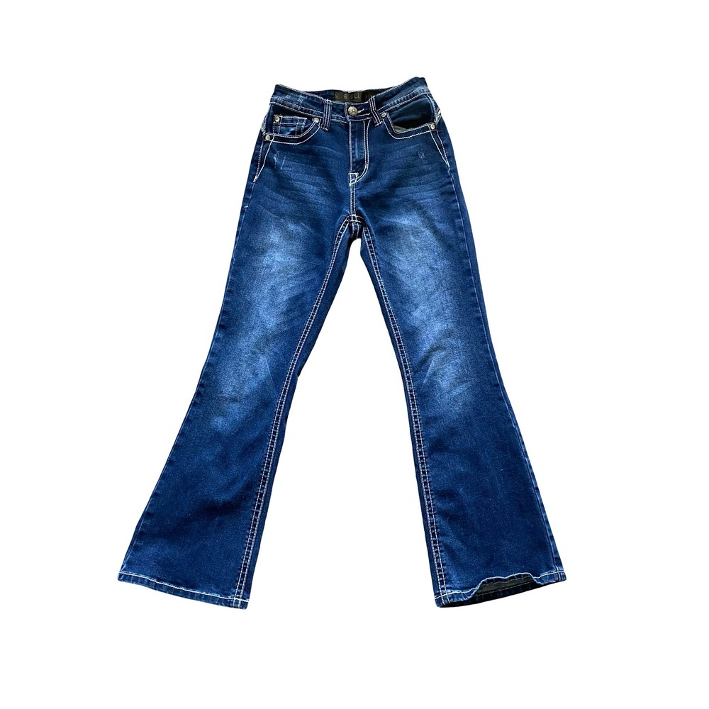 Rebel Jeans Women's Size 24 Dark Wash‎ Bootcut Embroidered Rhinestone Denim